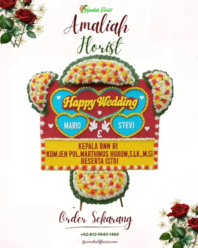 Karangan Papan Bunga Pernikahan di Seli